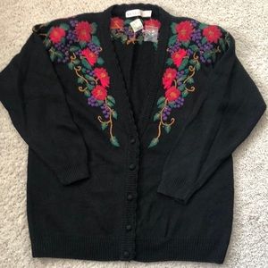 Venezia Black Cardigan with Embroidery